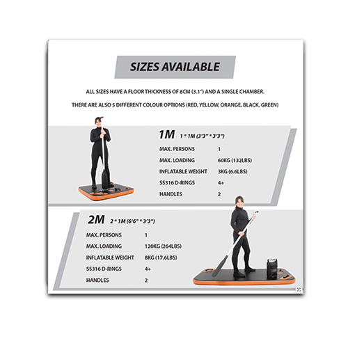FloatDeck size chart